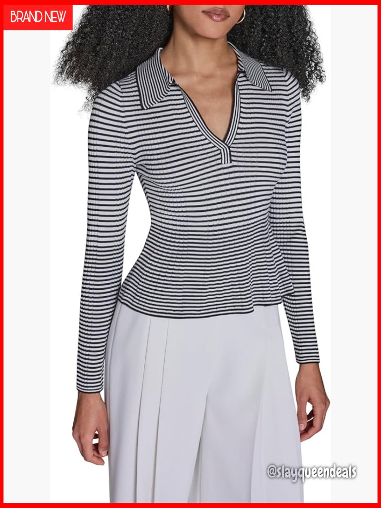 Knit Striped Long Sleeve Peplum Top V-Neck Fitted Work To Night Out